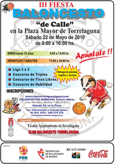 Cartel de la III Fiesta del Baloncesto de Calle. Torrelaguna 2010