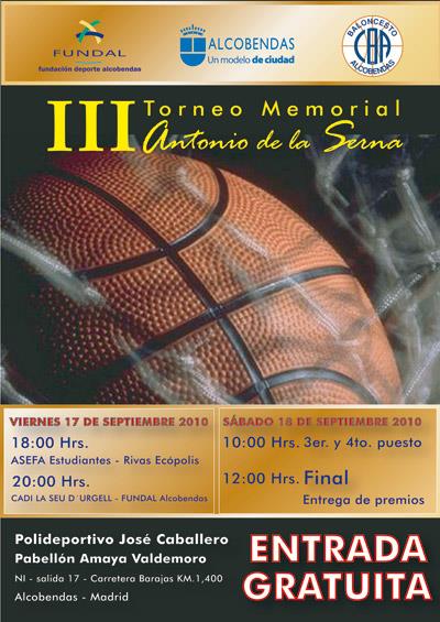 Cartel del III Memorial Antonio de la Serna. Alcobendas 17 y 18 de Septiembre de 2010