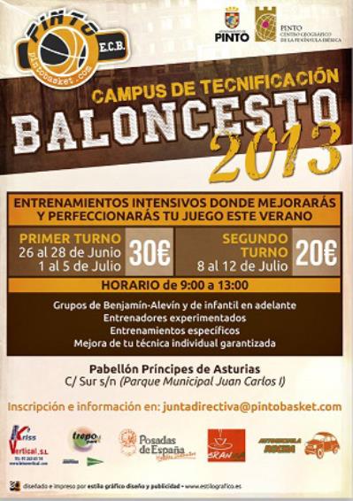 Cartel del Campus de verano Pinto 2013