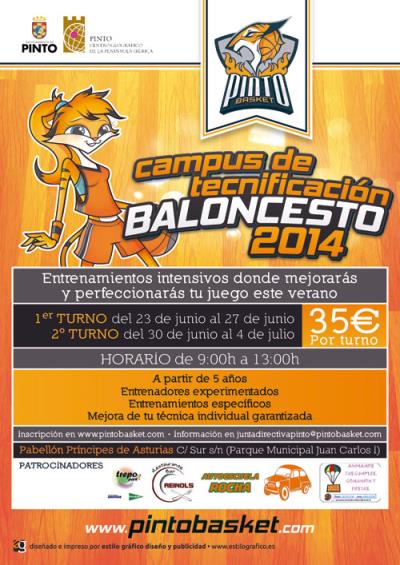Cartel del Campus de verano del Pinto E.C.B. 2014