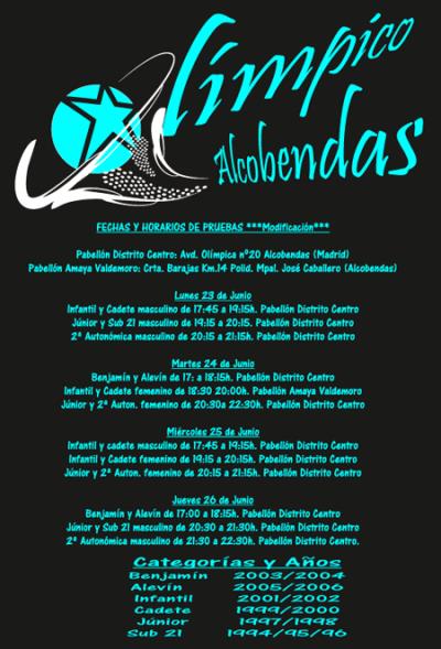 Cartel de las pruebas 2014 de Olímpico Alcobendas