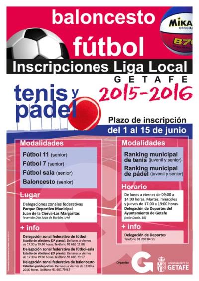 Getafe Inscripciones senior 2015