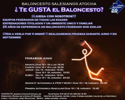 Cartel de las pruebas de jugadores en Salesianos de Atocha 2015
